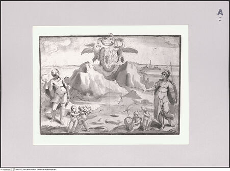 Vorderseite von Sotheby's [https://www.deutsche-digitale-bibliothek.de/content/lizenzen/rv-ez/] Apotheose des Gonzaga-Wappens mit Apoll und Minerva - , bh607027_recto. Foto.