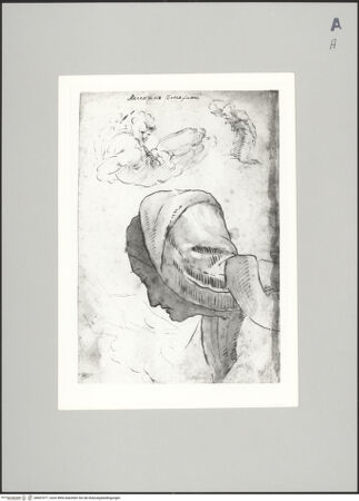 Vorderseite von Sotheby's [https://www.deutsche-digitale-bibliothek.de/content/lizenzen/rv-ez/] Studie des Kopfes der persischen Sibylle nach Michelangelo, Flußgott und Heiliger (recto) - , bh607077_recto. Foto.