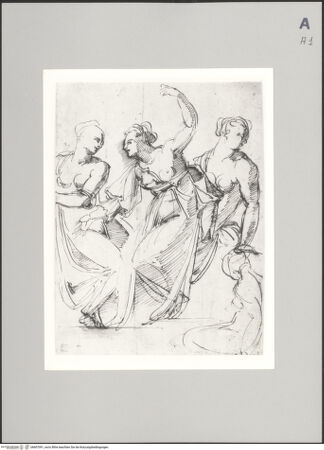 Vorderseite von Sotheby's [https://www.deutsche-digitale-bibliothek.de/content/lizenzen/rv-ez/] Drei sitzende Frauen und eine Figurenskizze - , bh607091_recto. Foto.