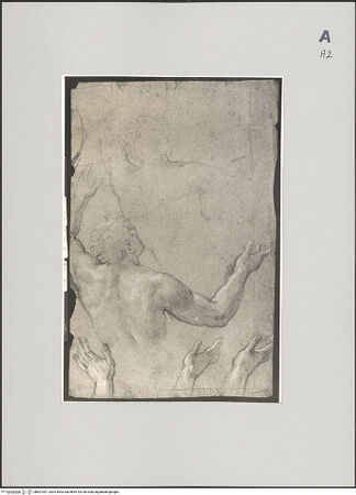 Vorderseite von Sotheby's [https://www.deutsche-digitale-bibliothek.de/content/lizenzen/rv-ez/] Rückenstudien eines jungen Mannes mit erhobenen Armen und Handstudien (verso) - , bh607097_recto. Foto.