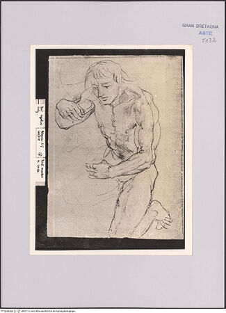 Vorderseite von Sotheby's [https://www.deutsche-digitale-bibliothek.de/content/lizenzen/rv-ez/] Männliche Aktstudie, kniend - , bh607113_recto. Foto.