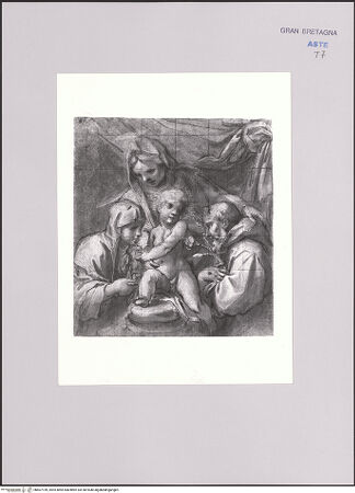 Vorderseite von Sotheby's [https://www.deutsche-digitale-bibliothek.de/content/lizenzen/rv-ez/] Madonna mit den heiligen Franziskus und Klara - , bh607159_recto. Foto.