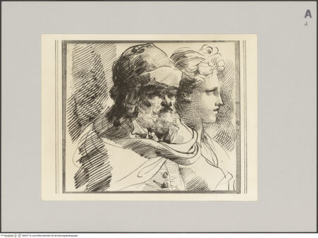 Vorderseite von Sotheby's [https://www.deutsche-digitale-bibliothek.de/content/lizenzen/rv-ez/] Studien des Kopfes eines alten Mannes und eines Mädchens - , bh607176_recto. Foto.