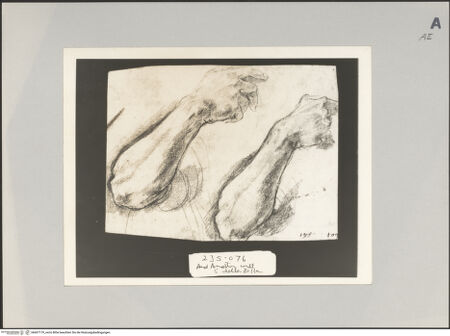 Vorderseite von Sotheby's [https://www.deutsche-digitale-bibliothek.de/content/lizenzen/rv-ez/] Studien des rechten Unterarmes und der Hand eines Mannes - , bh607179_recto. Foto.