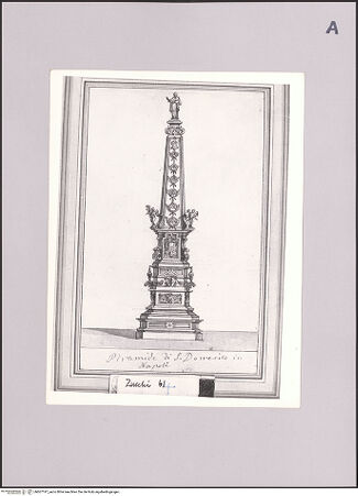 Vorderseite von Sotheby's [https://www.deutsche-digitale-bibliothek.de/content/lizenzen/rv-ez/] Aufriss der Guglia di San Domenico in Neapel - , bh607197_recto. Foto.