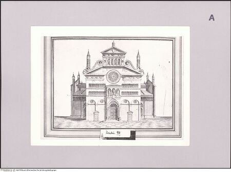 Vorderseite von Sotheby's [https://www.deutsche-digitale-bibliothek.de/content/lizenzen/rv-ez/] Aufriss der Westfassade des Doms von Cremona - , bh607208_recto. Foto.