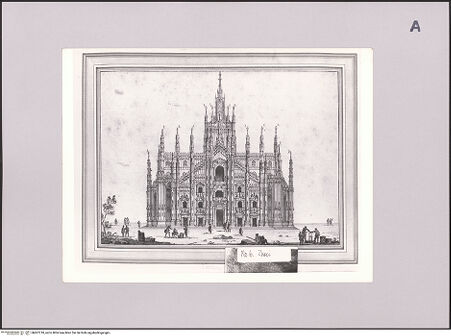Vorderseite von Sotheby's [https://www.deutsche-digitale-bibliothek.de/content/lizenzen/rv-ez/] Aufriss der Westfassade des Mailänder Doms - , bh607218_recto. Foto.