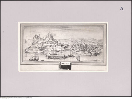 Vorderseite von Sotheby's [https://www.deutsche-digitale-bibliothek.de/content/lizenzen/rv-ez/] Ansicht der Stadt Korfu aus der Vogelperspektive von Norden - , bh607224_recto. Foto.