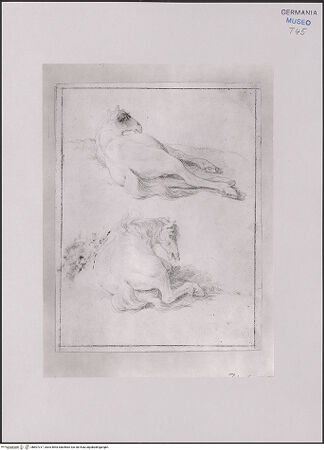 Vorderseite von Staatliche Museen zu Berlin - Preußischer Kulturbesitz [https://www.deutsche-digitale-bibliothek.de/content/lizenzen/rv-ez/] Zwei liegende Pferde - Gesamtansicht, bh607317_recto. Foto: Steinkopf, Walter.
