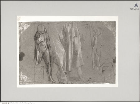 Vorderseite von Staatliche Museen zu Berlin - Preußischer Kulturbesitz [https://www.deutsche-digitale-bibliothek.de/content/lizenzen/rv-ez/] Handstudien; Studie zu einem HuhnFiguren- und Gewandstudie zu Joseph für die "Geburt Christi" - Gesamtansicht, bh607404_recto. Foto: Steinkopf, Walter.