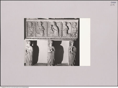 Vorderseite von Bibliotheca Hertziana [https://www.deutsche-digitale-bibliothek.de/content/lizenzen/rv-ez/] Grabmal des Stasio d'Heustasio - Detail (Sarkophag, Tugenden), bh607478_recto. Foto.