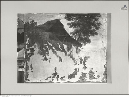 Vorderseite von ICCD [https://www.deutsche-digitale-bibliothek.de/content/lizenzen/rv-fz/] Landschaft mit Hütte (und Bambocciata?) - Gesamtansicht, bh607494_recto. Foto.