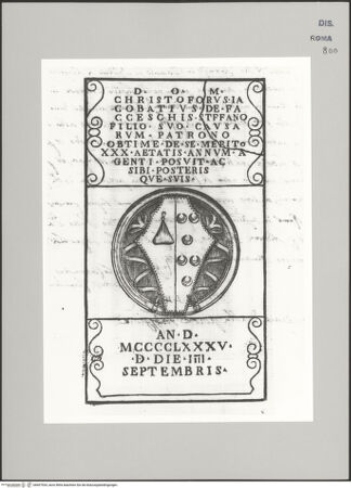 Vorderseite von Biblioteca Apostolica Vaticana [https://www.deutsche-digitale-bibliothek.de/content/lizenzen/rv-ez/] Codex Gualdi ATeil IIGrabplatte des Stefano Iacovacci - , bh607534_recto. Foto.