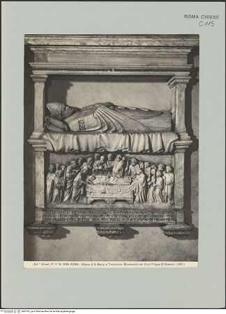 Vorderseite von Alinari [https://www.deutsche-digitale-bibliothek.de/content/lizenzen/rv-ez/] Grabmal des Kardinals Filippo D'Alencon - Gisant und Tod Mariens, bh607631_recto. Foto.