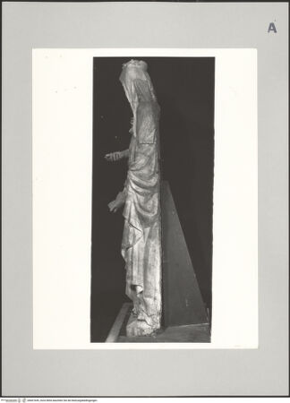 Vorderseite von Opificio Pietre Dure Gabinetto Fotografico Firenze [https://www.deutsche-digitale-bibliothek.de/content/lizenzen/rv-ez/] Maria der Verkündigung - Maria von rechts, in der Restaurierungswerkstatt, bh607649_recto. Foto.