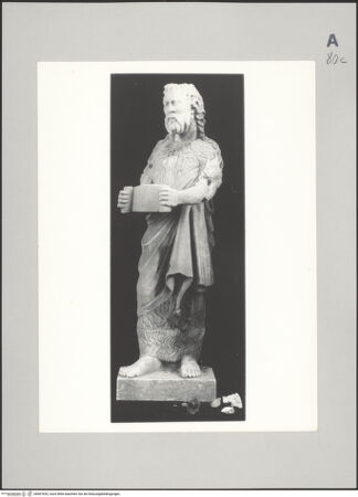 Vorderseite von Opificio Pietre Dure Gabinetto Fotografico - Firenze [https://www.deutsche-digitale-bibliothek.de/content/lizenzen/rv-ez/] Johannes der Täufer - Statue in der Restaurierungswerkstatt, bh607652_recto. Foto.