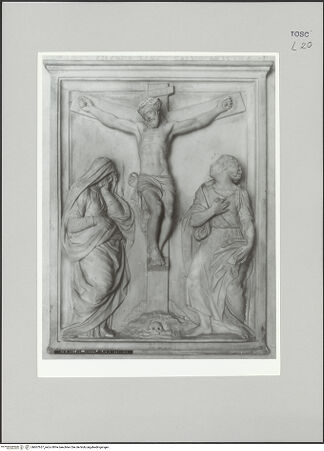 Vorderseite von Soprintendenza BAS Firenze [https://www.deutsche-digitale-bibliothek.de/content/lizenzen/rv-ez/] Christus am Kreuz zwischen Maria und Johannes - , bh607657_recto. Foto.