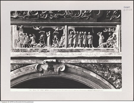 Vorderseite von Alinari [https://www.deutsche-digitale-bibliothek.de/content/lizenzen/rv-ez/] Szenen aus dem Leben der heiligen Katharina von Alexandrien - Szene 10: die Folterräder der Katharina werden von Engeln zerstört; Szene 11: Katharina wird enthauptet (vor 1943), bh607835_recto. Foto.