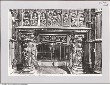 Vorderseite von Alinari [https://www.deutsche-digitale-bibliothek.de/content/lizenzen/rv-ez/] Grabmal des Königs Robert I.Untere Hälfte: Karyatiden, Sarkophag und Grabkammer - Tugenden und Sarkophag, bh607841_recto. Foto.