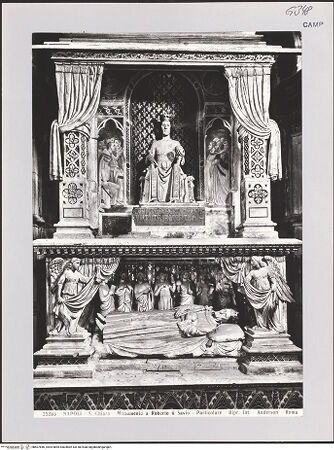 Vorderseite von Alinari [https://www.deutsche-digitale-bibliothek.de/content/lizenzen/rv-ez/] Grabmal des Königs Robert I.Thronfigur - Thronfigur und Grabkammer, bh607846_recto. Foto.