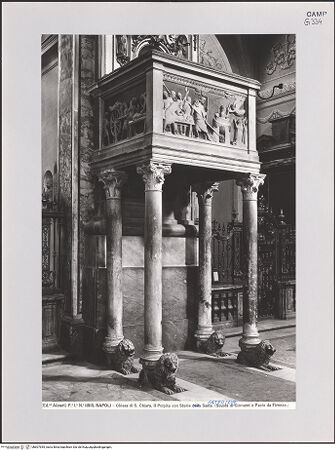 Vorderseite von Alinari [https://www.deutsche-digitale-bibliothek.de/content/lizenzen/rv-ez/] Kanzel - Seitenansicht (vor 1943), bh607955_recto. Foto.