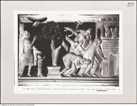 Vorderseite von Alinari [https://www.deutsche-digitale-bibliothek.de/content/lizenzen/rv-ez/] KanzelDie heiligen Vitus und Modestus weigern sich, paganen Kultbildern zu huldigen - Gesamtansicht (vor 1943), bh607958_recto. Foto.