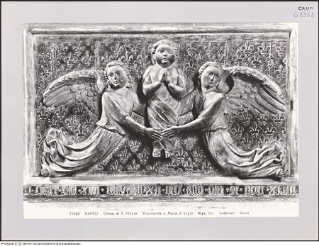 Vorderseite von Alinari [https://www.deutsche-digitale-bibliothek.de/content/lizenzen/rv-ez/] Fragmente der Grabmäler Marias von Anjou (Kalabrien) und Ludwigs von DurazzoEngel tragen die Seele zu Himmel (aus dem Grab Ludwigs von Durazzo) - Gesamtansicht, bh607987_recto. Foto.