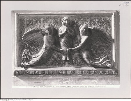 Vorderseite von Alinari [https://www.deutsche-digitale-bibliothek.de/content/lizenzen/rv-ez/] Fragmente der Grabmäler Marias von Anjou (Kalabrien) und Ludwigs von DurazzoEngel tragen die Seele zu Himmel (aus dem Grab Ludwigs von Durazzo) - Gesamtansicht, bh607988_recto. Foto.
