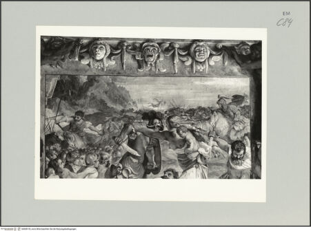 Vorderseite von Villani (Bologna) [https://www.deutsche-digitale-bibliothek.de/content/lizenzen/rv-ez/] Die Geschichte von Romulus und RemusKampf der Sabiner gegen die Römer - Obere Hälfte, bh608135_recto. Foto.