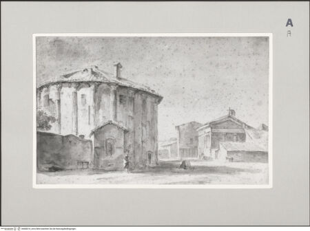 Vorderseite von unbekannt [https://www.deutsche-digitale-bibliothek.de/content/lizenzen/rv-fz/] Ansicht des Vesta-Tempels in Rom - , bh608216_recto. Foto.