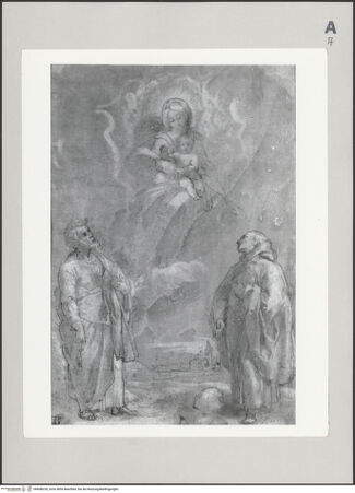 Vorderseite von Bibliotheca Hertziana [https://www.deutsche-digitale-bibliothek.de/content/lizenzen/rv-fz/] Madonna in der Glorie mit dem heiligen Petrus und einem Mönch - , bh608228_recto. Foto.
