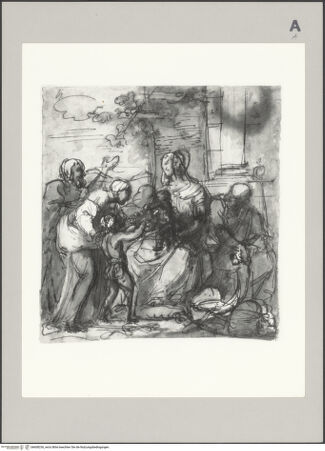 Vorderseite von Bibliotheca Hertziana [https://www.deutsche-digitale-bibliothek.de/content/lizenzen/rv-fz/] Die Heilige Familie mit dem Johannesknaben, Elisabeth und Zacharias - , bh608236_recto. Foto.