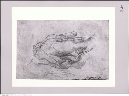 Vorderseite von Bibliotheca Hertziana [https://www.deutsche-digitale-bibliothek.de/content/lizenzen/rv-fz/] Skizze für Maria unter dem Kreuz für das Altarbild der Matteikapelle in Santa Maria della Consolazione in RomGewandstudie für eine Figur der Fußwaschung des Gewölbefreskos der Matteikapelle in Santa Maria della Consolazione in Rom - , bh608247_recto. Foto.