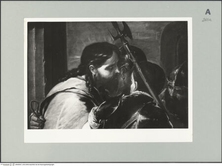 Vorderseite von unbekannt [https://www.deutsche-digitale-bibliothek.de/content/lizenzen/rv-ez/] Christus vor Pilatus - Detail, bh608307_recto. Foto.