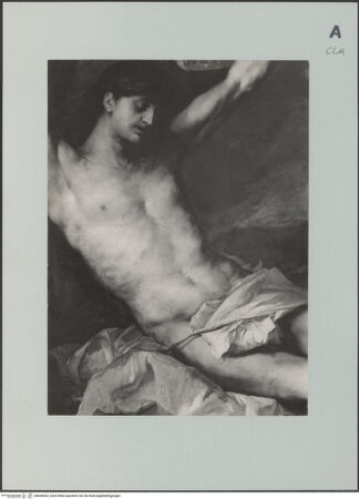 Vorderseite von MAS (Barcelona) [https://www.deutsche-digitale-bibliothek.de/content/lizenzen/rv-ez/] Der heilige Sebastian wird von der Witwe Irene gepflegt - Detail: Sebastian, bh608343_recto. Foto.