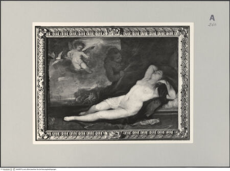Vorderseite von ICCD [https://www.deutsche-digitale-bibliothek.de/content/lizenzen/rv-ez/] Schlafende Venus mit Cupido und Satyr - , bh608374_recto. Foto.