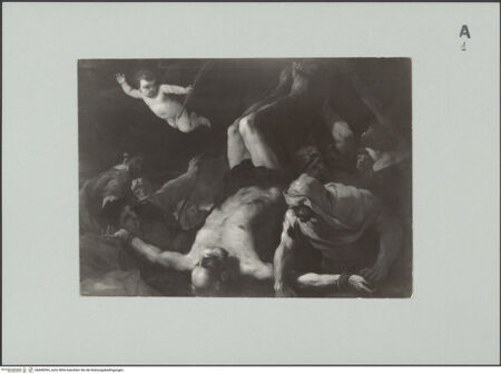 Vorderseite von Soprintendenza Gallerie - Napoli [https://www.deutsche-digitale-bibliothek.de/content/lizenzen/rv-ez/] Kreuzigung des heiligen Petrus - , bh608394_recto. Foto.