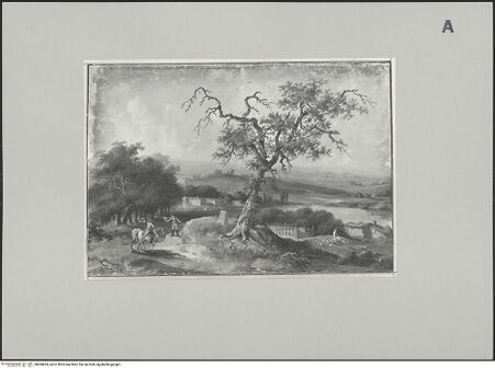 Vorderseite von Christie's [https://www.deutsche-digitale-bibliothek.de/content/lizenzen/rv-fz/] Weite Landschaft mit altem Baum vor Wasserlauf und verteilten Landsitzen - , bh608424_recto. Foto: Cooper, A. C..