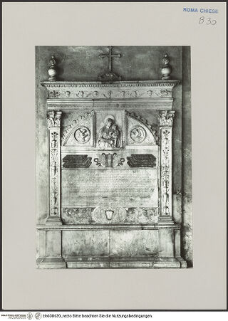 Vorderseite von unbekannt [https://www.deutsche-digitale-bibliothek.de/content/lizenzen/rv-ez/] Grabmal für Lelio Guidiccioni - , bh608639_recto. Foto.