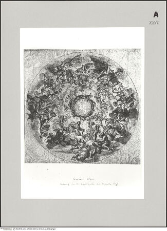 Vorderseite von Bibliotheca Hertziana [https://www.deutsche-digitale-bibliothek.de/content/lizenzen/rv-fz/] Entwurf des Kuppelbildes für die Cappella d'Elci in Santa Sabina - , bh609090_recto. Foto.