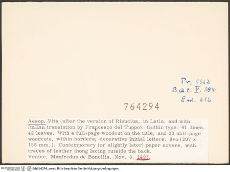 Rückseite von bh764294_recto