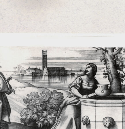 Rückseite von  [http://creativecommons.org/publicdomain/mark/1.0/] Christus und die Samariterin - , bh001191. Foto.