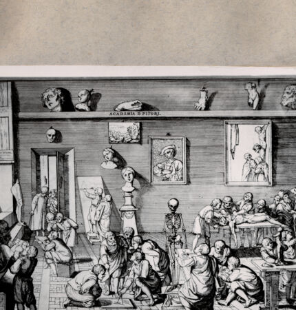 Rückseite von  [http://creativecommons.org/publicdomain/mark/1.0/] Akademie der Maler - , bh001389. Foto.