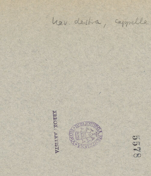 Rückseite von ICCD [https://www.deutsche-digitale-bibliothek.de/content/lizenzen/rv-ez/] Der Johannesknabe mit dem Lamm - Detail, oben links: Baum, bh005929_recto. Foto.