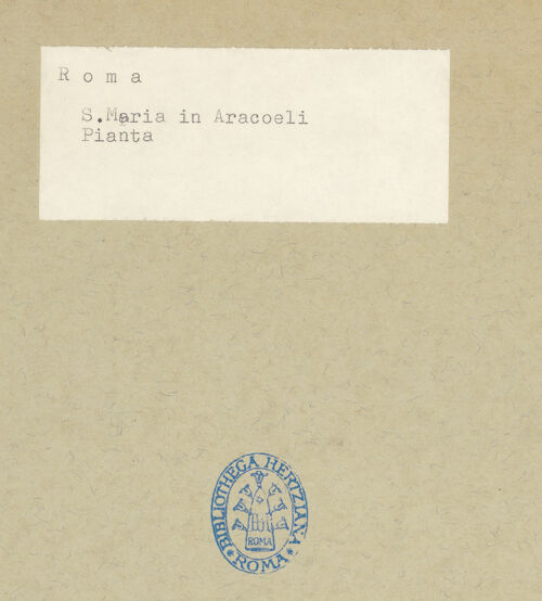 Rückseite von Bibliotheca Hertziana [https://www.deutsche-digitale-bibliothek.de/content/lizenzen/rv-fz/] Grundriss von Santa Maria in Aracoeli (Kapellen beschriftet) - , bh007524_recto. Foto.