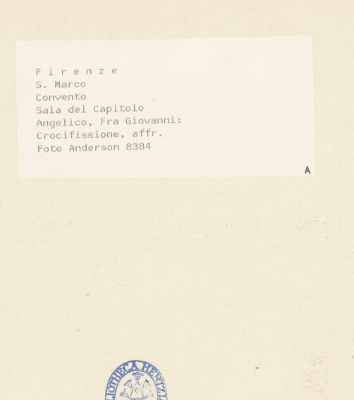 Rückseite von Alinari [https://www.deutsche-digitale-bibliothek.de/content/lizenzen/rv-ez/] Kreuzigung und Heilige - Gesamtansicht, bh009088_recto. Foto.