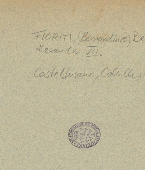 Rückseite von Bibliotheca Hertziana [https://www.deutsche-digitale-bibliothek.de/content/lizenzen/rv-fz/] Büste Papst Alexanders VII. - , bh010316_recto. Foto.