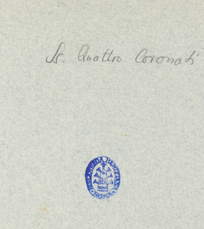 Rückseite von Moscioni, Rom [https://www.deutsche-digitale-bibliothek.de/content/lizenzen/rv-ez/] Santi Quattro CoronatiInneres - Ausschnitt: Arkaden mit eingebauten Fenstern (Zustand vor der Restaurierung 1912/1916), bh014859_recto. Foto.
