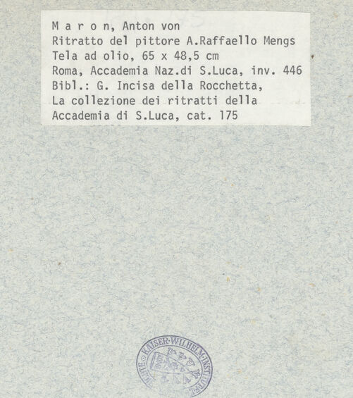 Rückseite von Accademia di San Luca [https://www.deutsche-digitale-bibliothek.de/content/lizenzen/rv-ez/] Anton Raphael Mengs - , bh016699_recto. Foto.