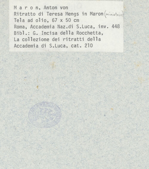 Rückseite von Accademia di San Luca [https://www.deutsche-digitale-bibliothek.de/content/lizenzen/rv-ez/] Therese Mengs-Maron - , bh016704_recto. Foto.